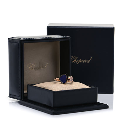 Chopard 18K Rose Gold Diamond Blue Gem Happy Hearts Ring 52 6 9 of 9