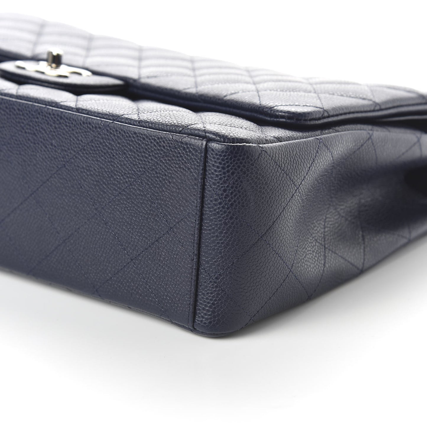 Caviar Quilted Maxi Double Flap Navy Blue
