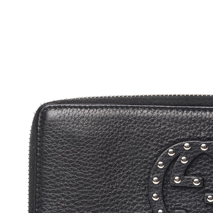 Gucci Pebbled Calfskin Studded Soho Zip Around Wallet Black 8 of 10