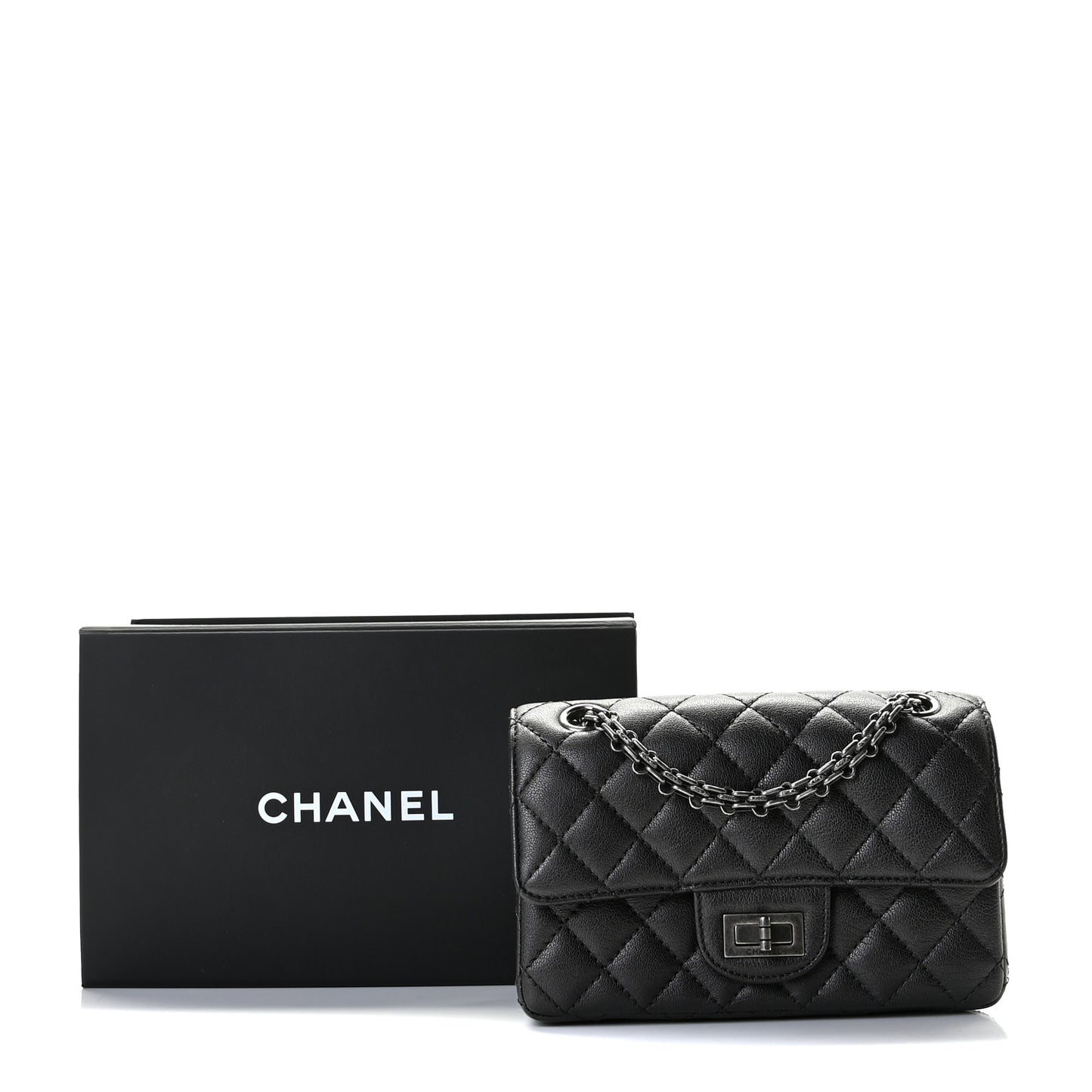 Metallic Sheepskin Quilted 2.55 Reissue Mini Flap Dark Grey