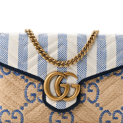 Gucci Raffia GG Monogram Matelasse GG Marmont Chain Wallet Mystic White Royale Natural 7 of 9