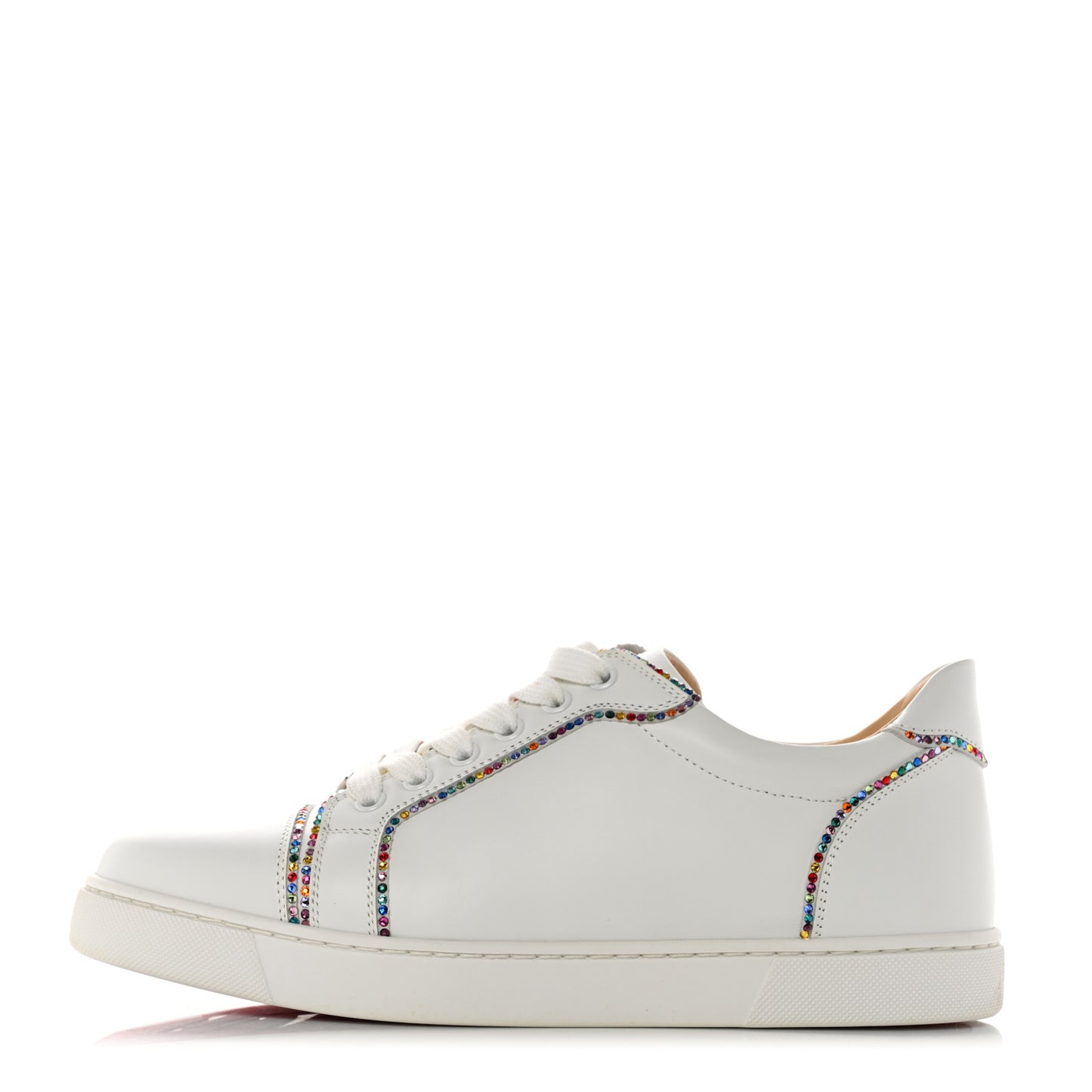 Calfskin Crystal Vieira Flat Sneakers 41 White