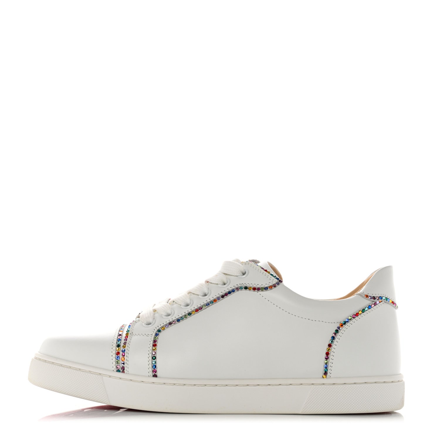 Christian Louboutin Calfskin Crystal Vieira Flat Sneakers 41 White 1 of 9
