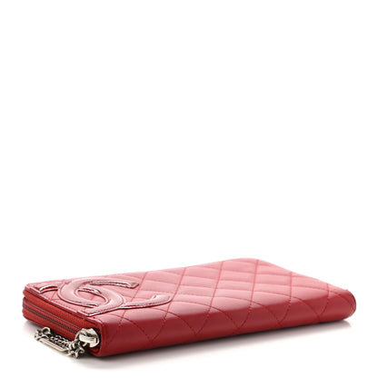 Chanel Calfskin Quilted Cambon Zip Around Organizer Wallet Red 4 of 14