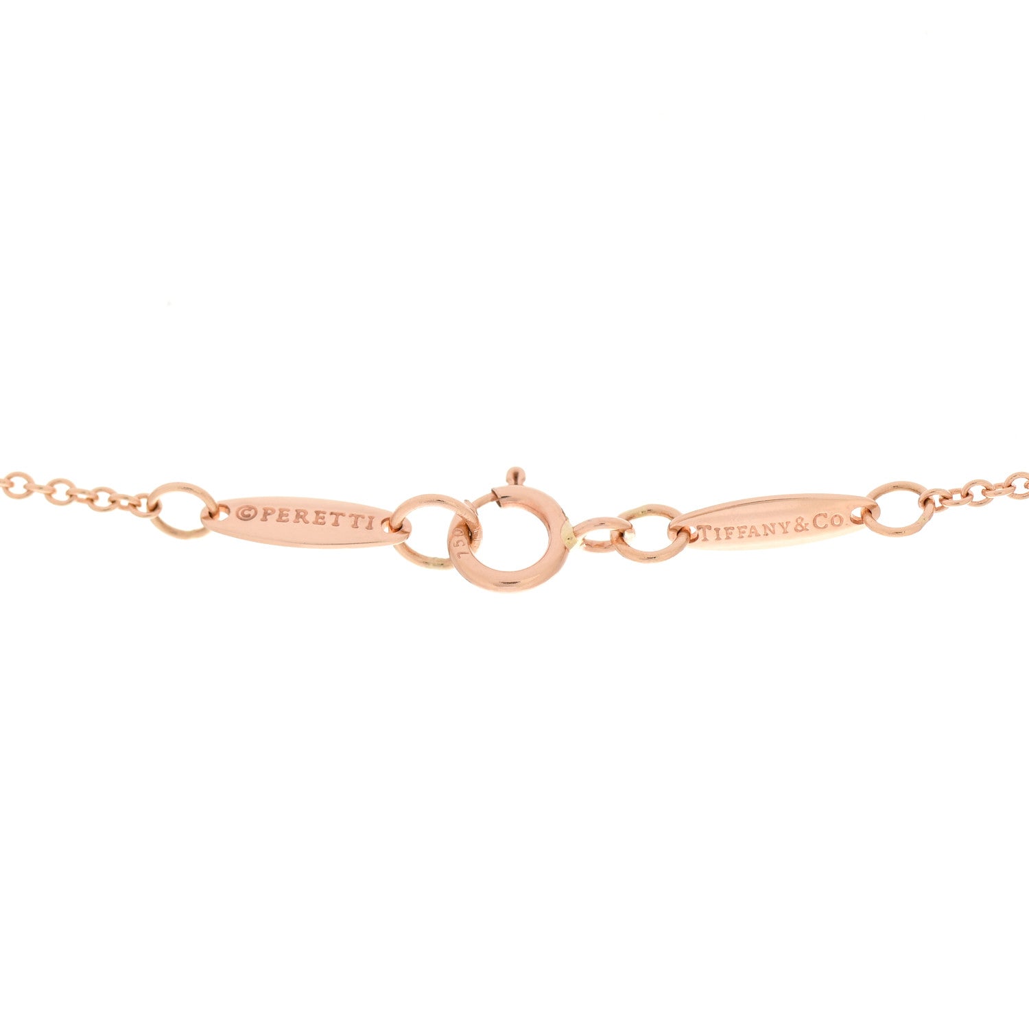 Tiffany 18K Rose Gold Black Jade 16mm Elsa Peretti Double Open Heart Pendant Necklace 5 of 6