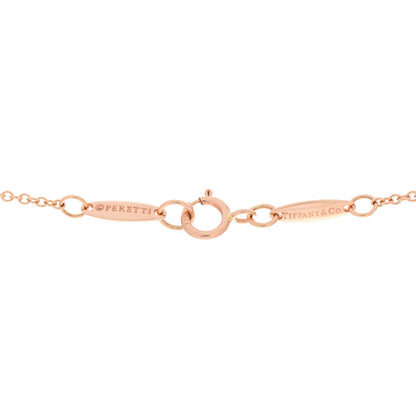 Tiffany 18K Rose Gold Black Jade 16mm Elsa Peretti Double Open Heart Pendant Necklace 5 of 6