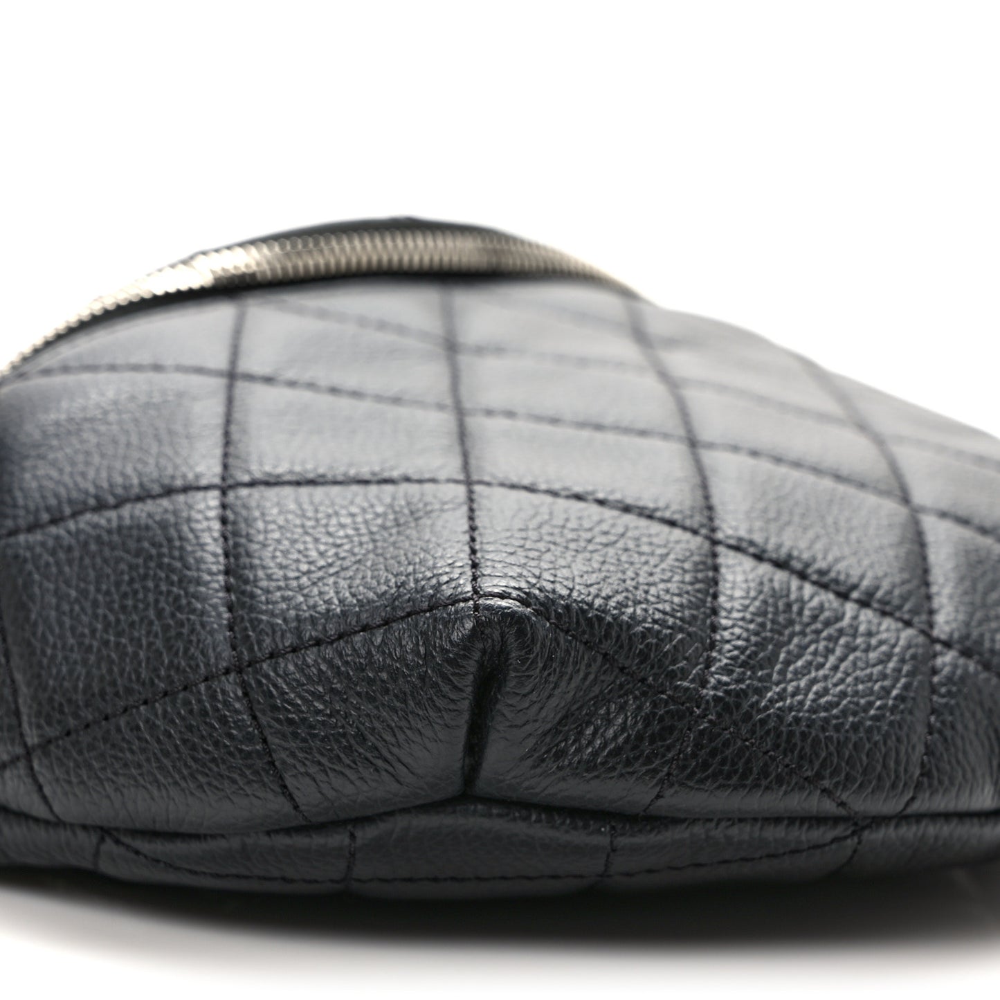 Grained Calfskin Quilted Waist Belt Bag Black