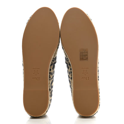 Christian Dior Cotton Embroidered Leopard Print Granville Espadrille 38 Natural 5 of 9