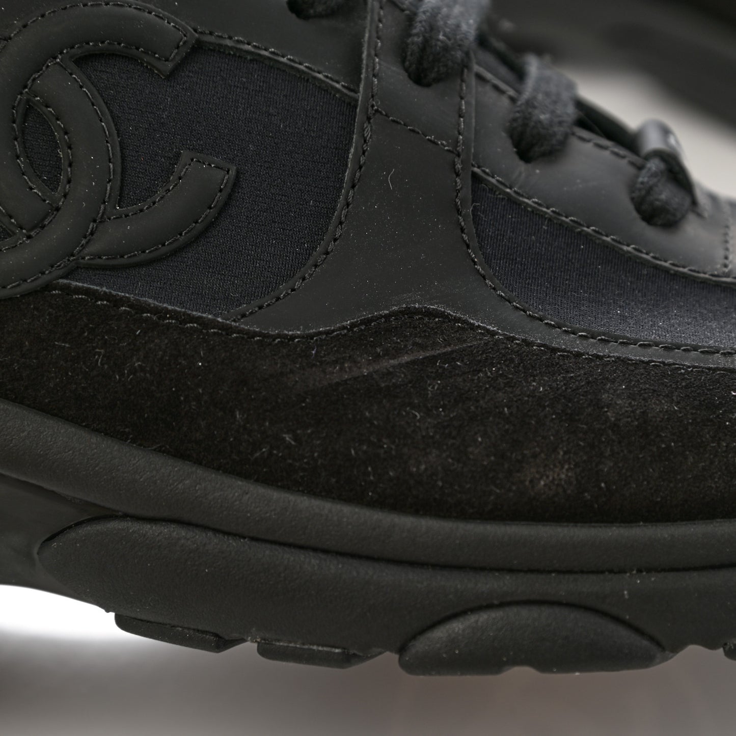 Toile Suede Calfskin CC Sneakers 40.5 Black