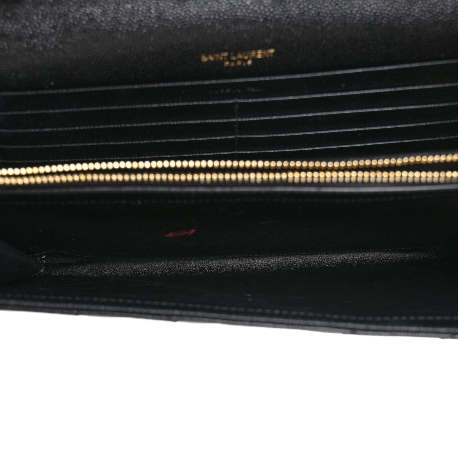Saint Laurent Grain De Poudre Matelasse Chevron Monogram Chain Wallet Black 6 of 19