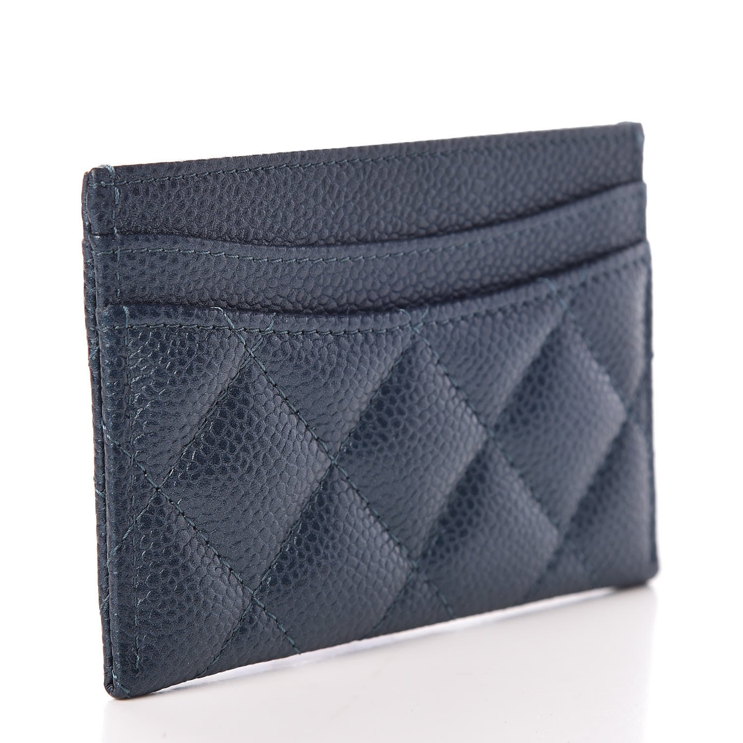 Chanel Metallic Caviar Quilted Card Holder Dark Blue 3 of 9