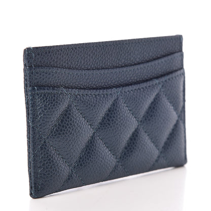 Chanel Metallic Caviar Quilted Card Holder Dark Blue 3 of 9