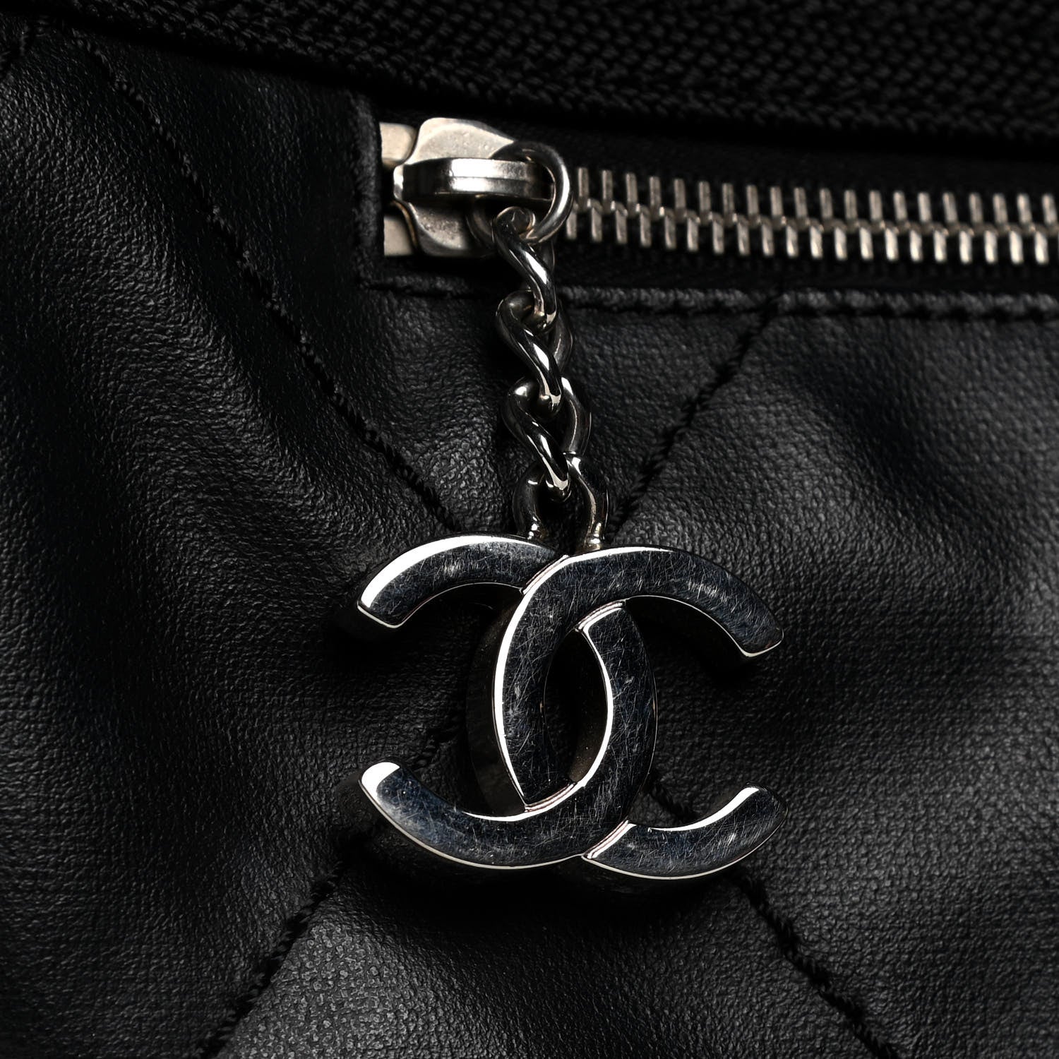 Chanel Coated Canvas Quilted Large Paris Biarritz Tote Black 15 of 19