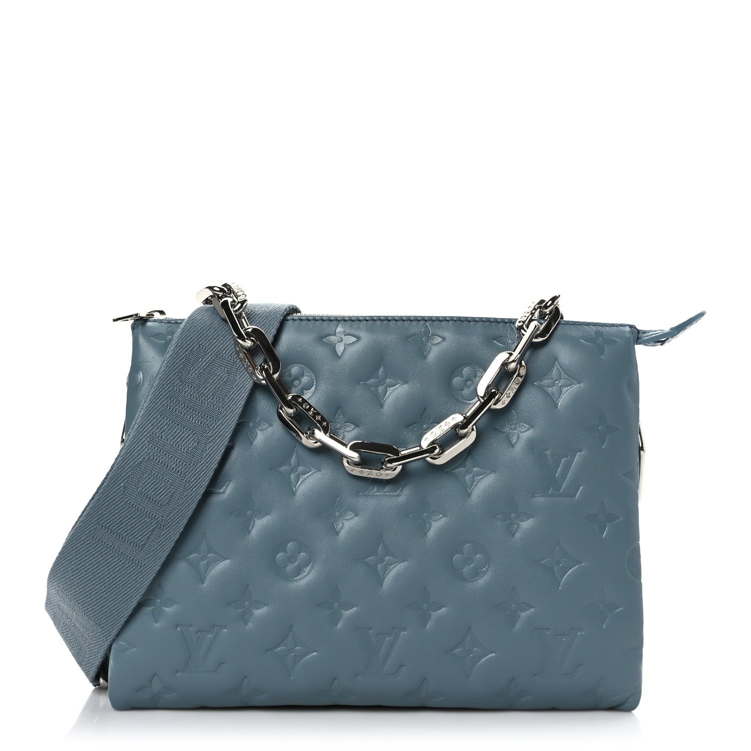 Louis Vuitton Lambskin Embossed Monogram Coussin PM Blue Glacier 1 of 8