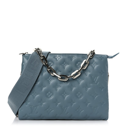 Louis Vuitton Lambskin Embossed Monogram Coussin PM Blue Glacier 1 of 8
