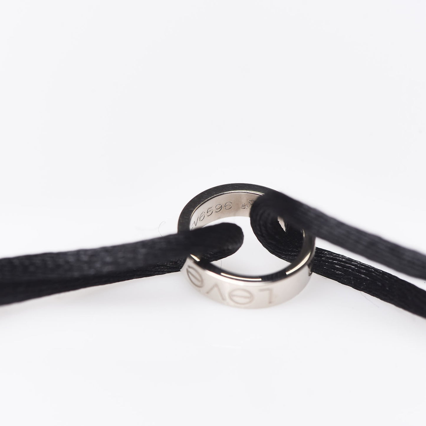 18K White Gold Charity LOVE Adjustable Cord Bracelet Black