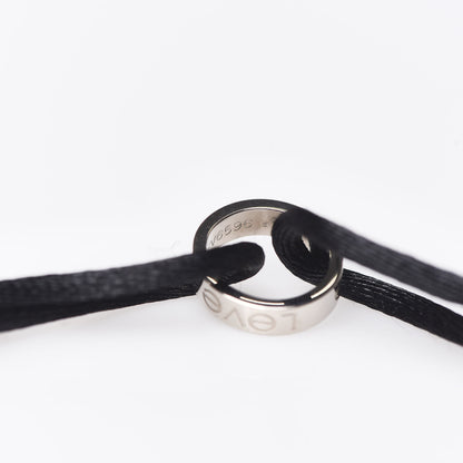 Cartier 18K White Gold Charity LOVE Adjustable Cord Bracelet Black 5 of 6