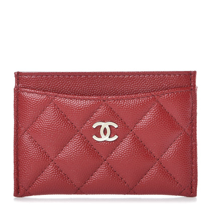 Chanel Caviar Quilted CC Card Holder Dark Red 1 of 9