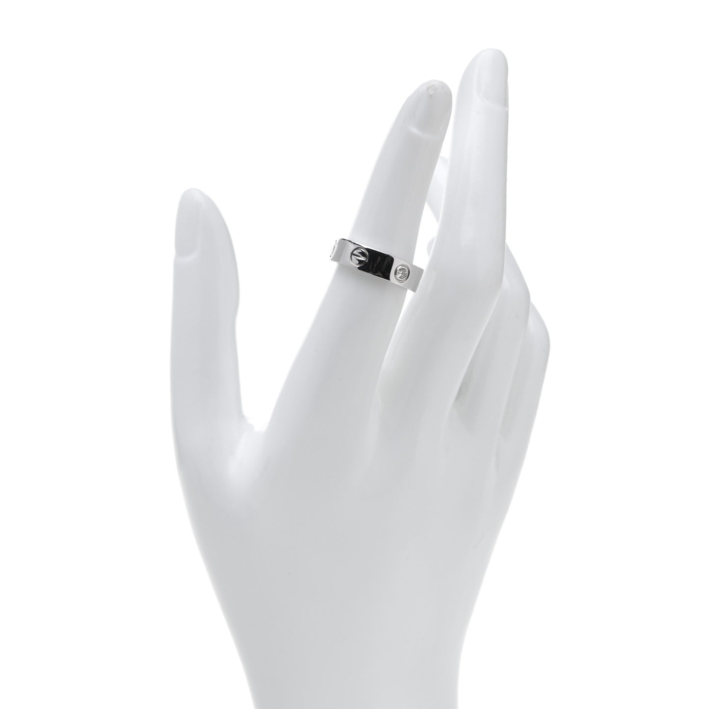 18K White Gold 3 Diamond 5.5mm LOVE Ring 52 6