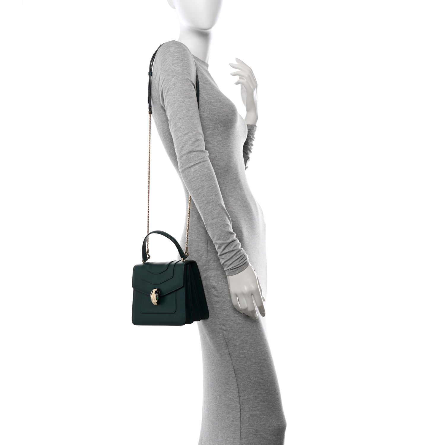 Bulgari Calfskin Serpenti Forever Top Handle Emerald Green 2 of 12