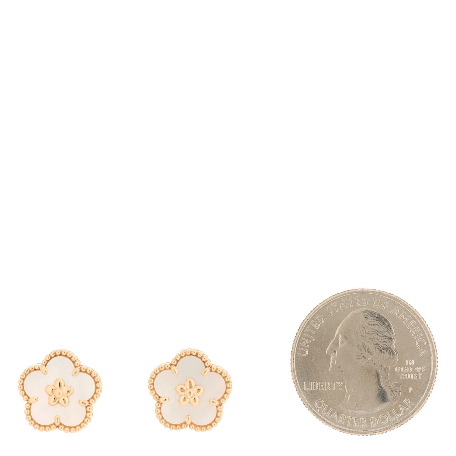 Van Cleef & Arpels 18K Rose Gold Mother of Pearl Lucky Springs Plum Blossom Earrings 2 of 4
