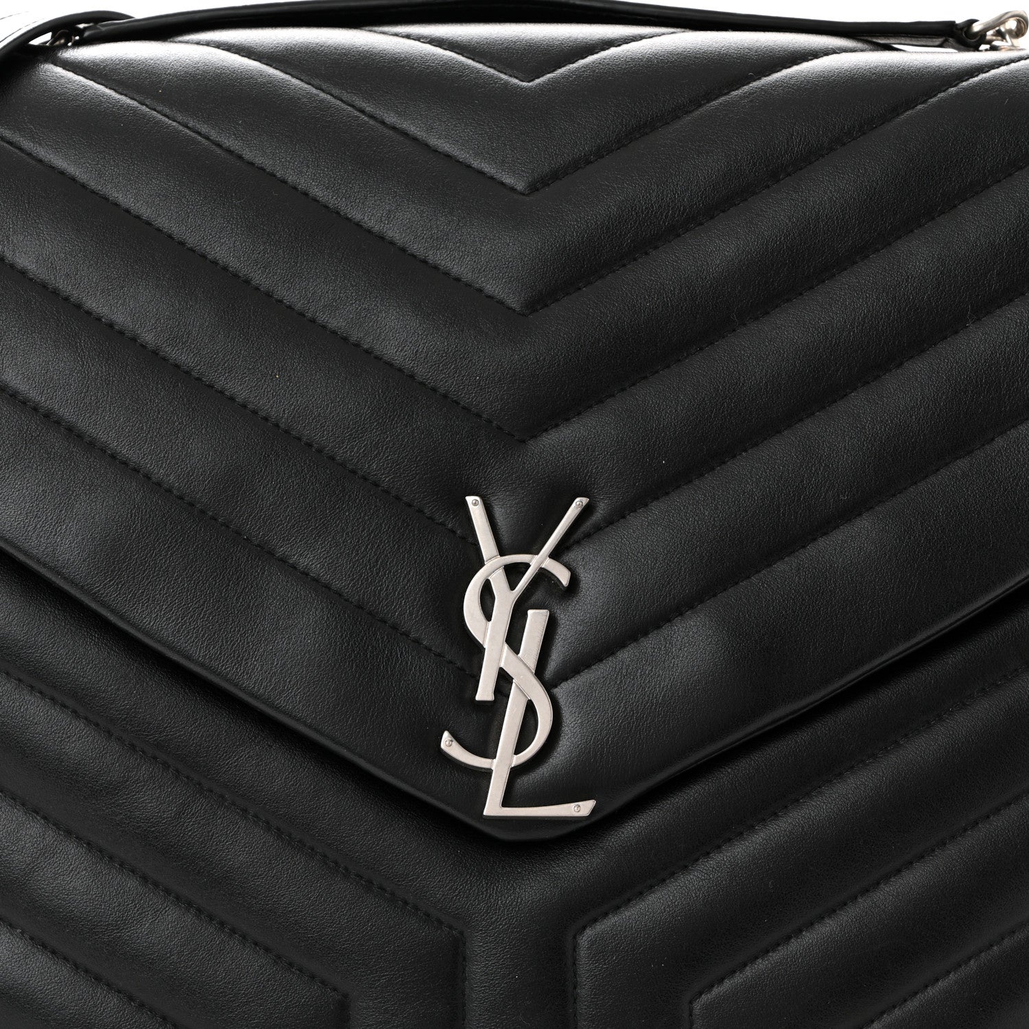 Saint Laurent Calfskin Y Quilted Monogram Large Loulou Chain Satchel Black 8 of 10