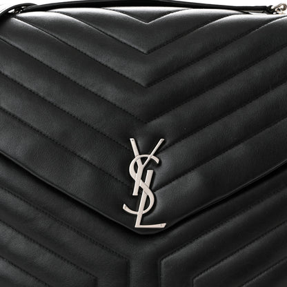 Saint Laurent Calfskin Y Quilted Monogram Large Loulou Chain Satchel Black 8 of 10
