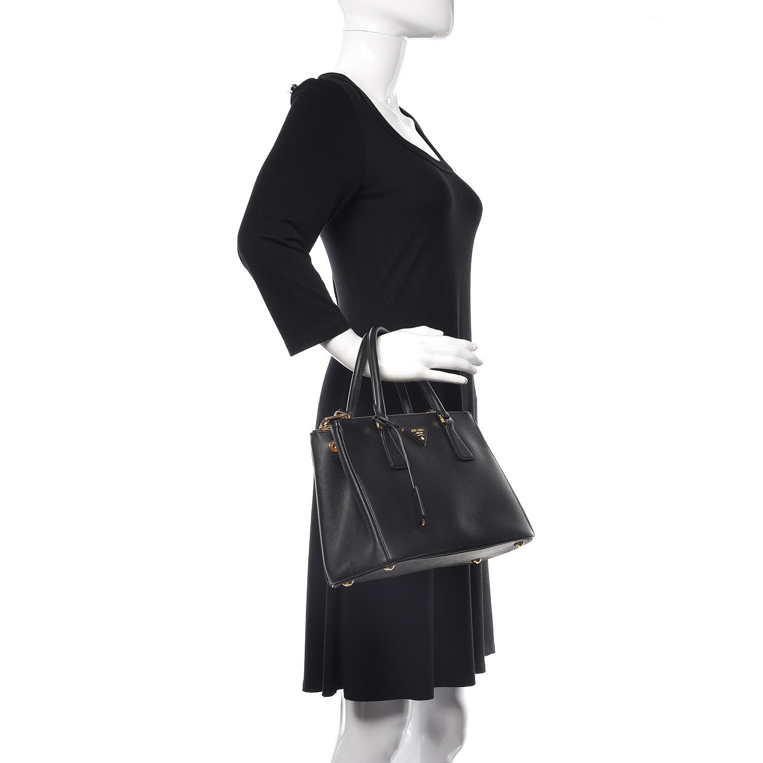 Prada Saffiano Small Galleria Double Zip Tote Black 2 of 10