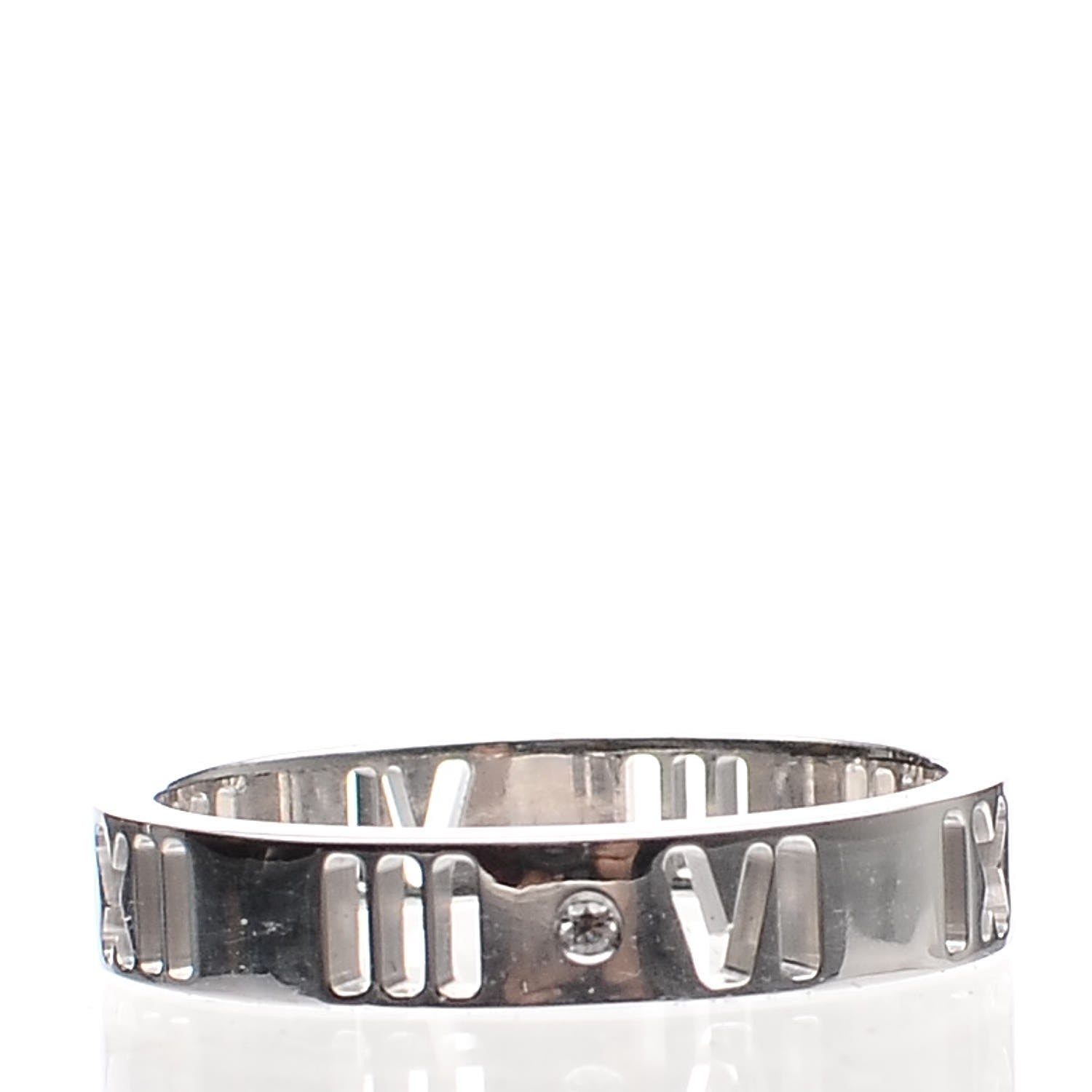 Tiffany 18K White Gold Diamond Atlas Pierced Ring 48 4.5 9 of 13