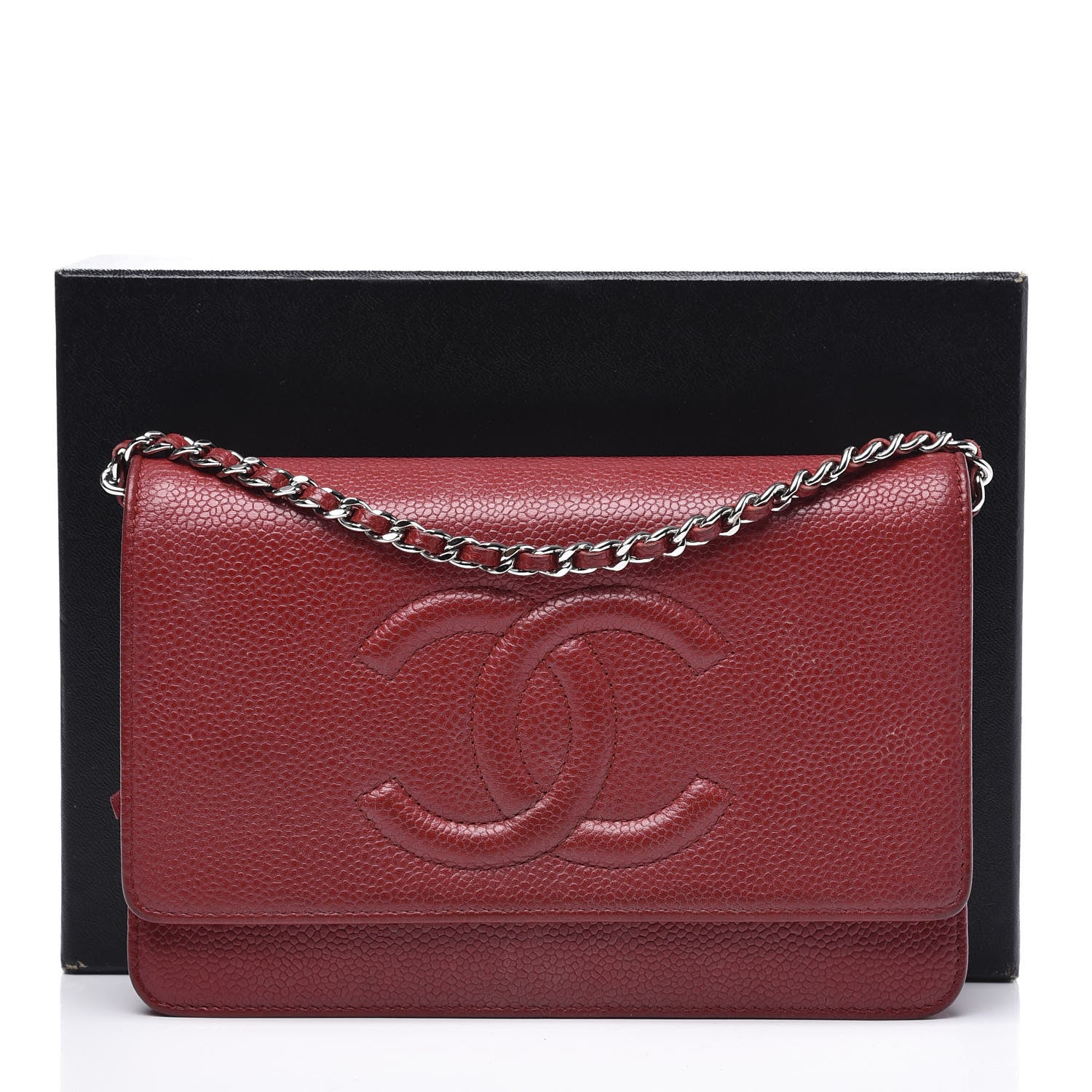 Chanel Caviar Timeless CC Wallet On Chain WOC Red 12 of 12