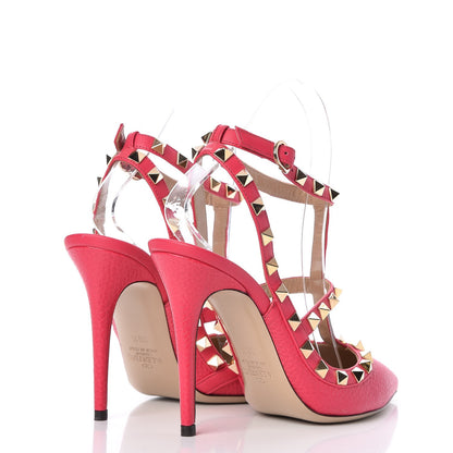 Valentino Garavani Pebbled Calfskin Rockstud Ankle Strap Pumps 36.5 Cyclamin 4 of 7