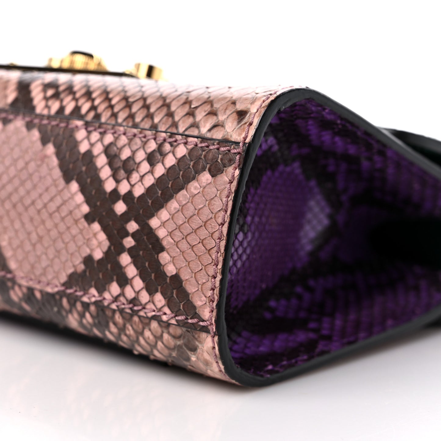 Snakeskin Small Padlock Shoulder Bag Green Pink Purple