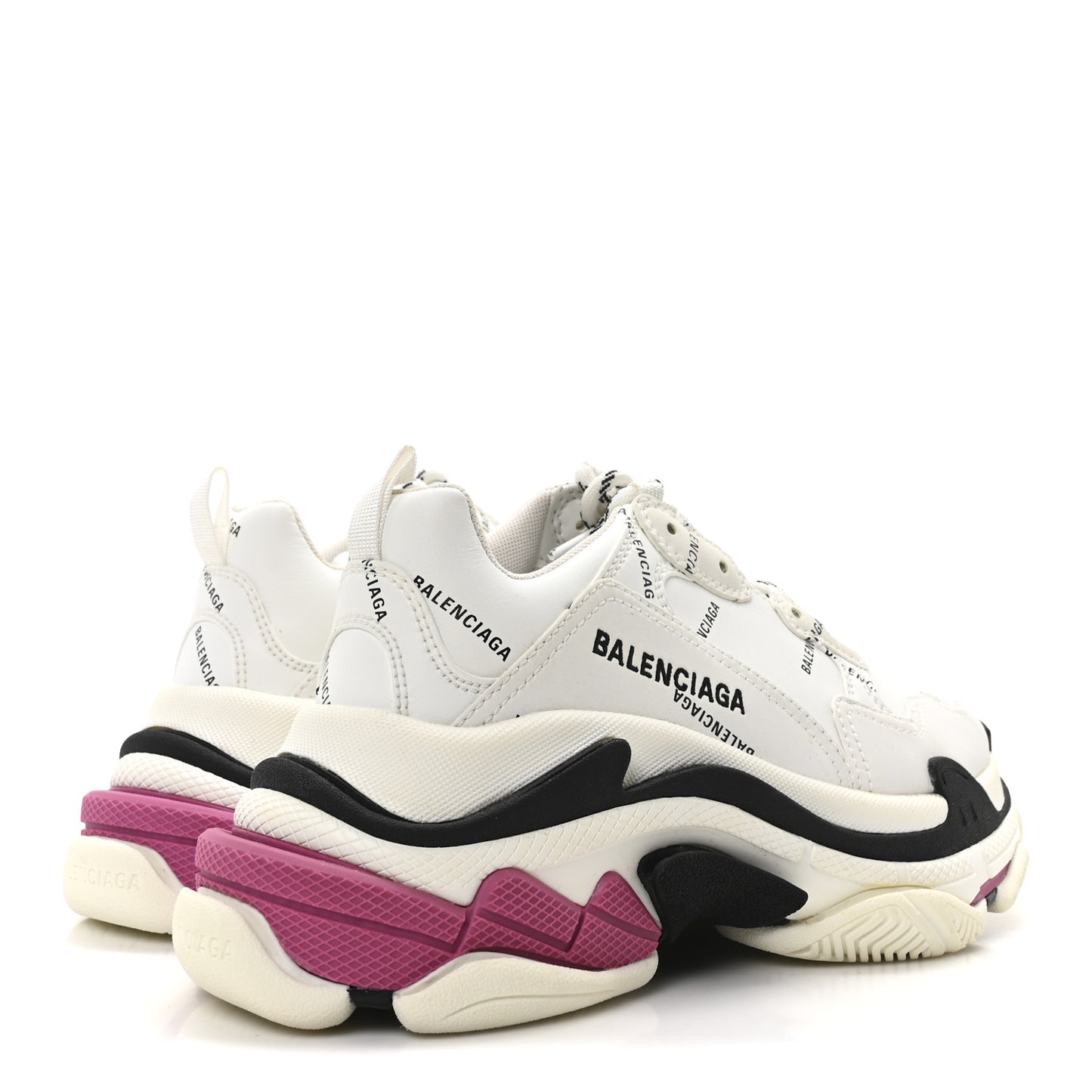 Technical Fabric Allover Logo Triple S Sneakers 36 White Black Pink