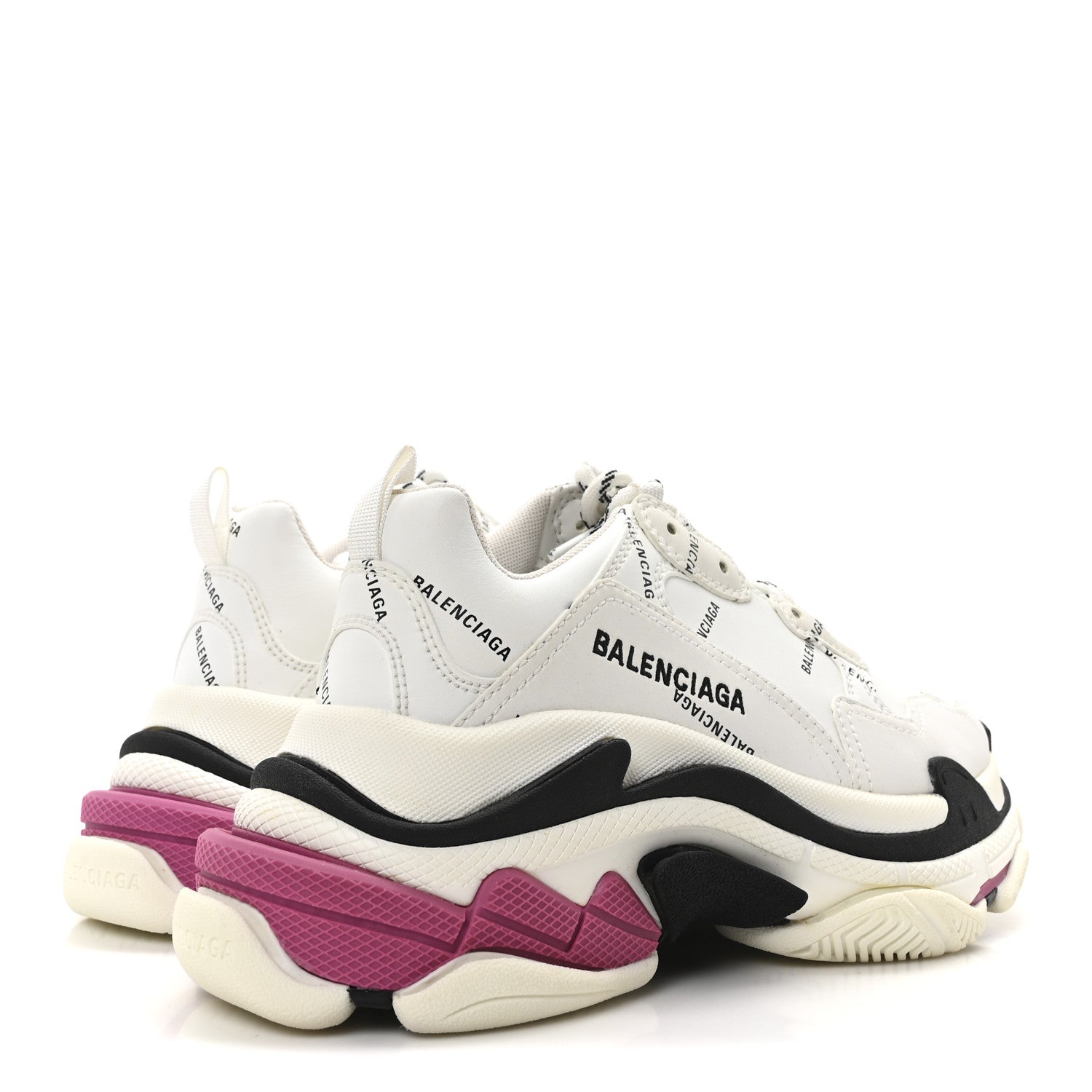 Balenciaga Technical Fabric Allover Logo Triple S Sneakers 36 White Black Pink 5 of 8