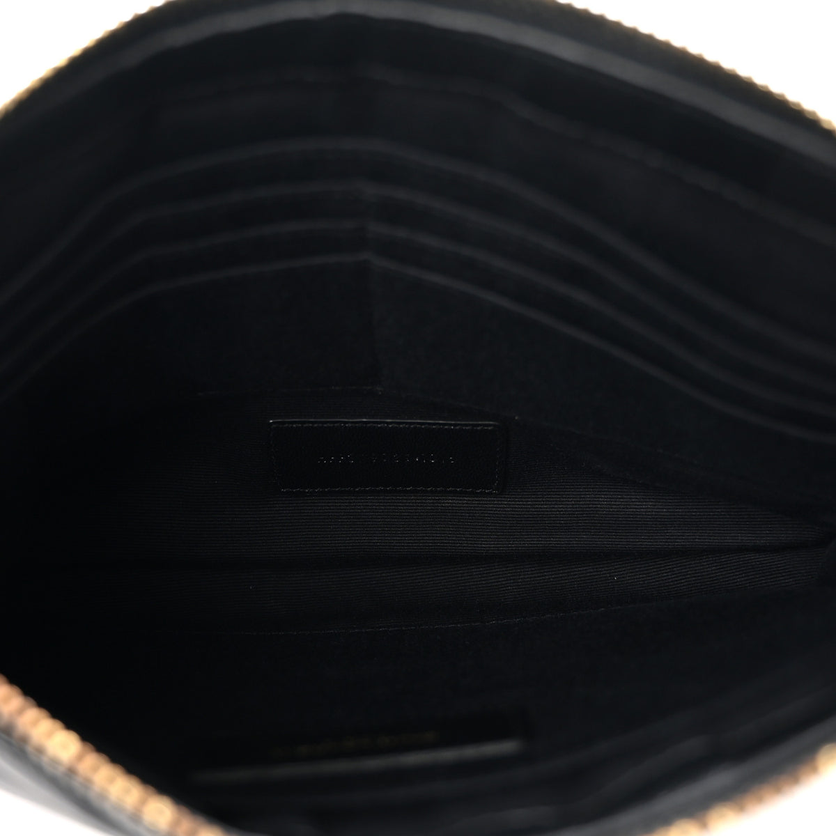 Calfskin Matelasse Chevron Monogram A5 Wristlet Black
