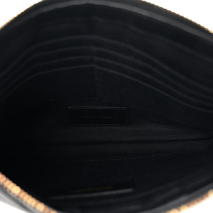 Saint Laurent Calfskin Matelasse Chevron Monogram A5 Wristlet Black 5 of 8