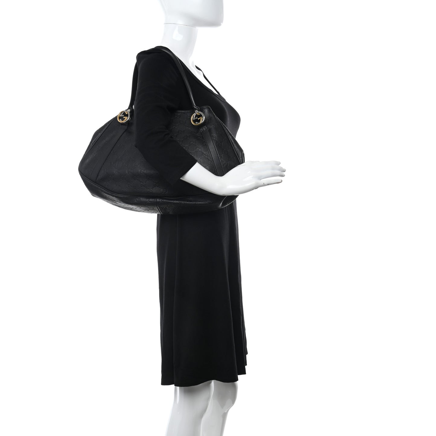 Guccissima Medium GG Twins Shoulder Bag Black