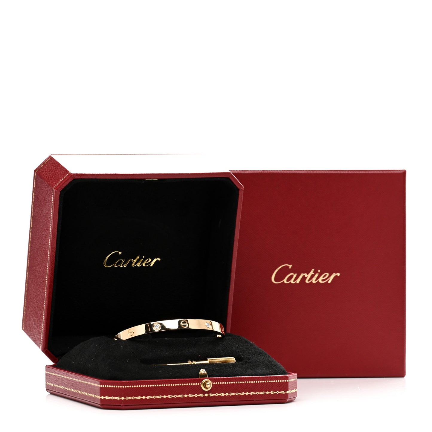 18K Yellow Gold 4 Diamond LOVE Bracelet 19