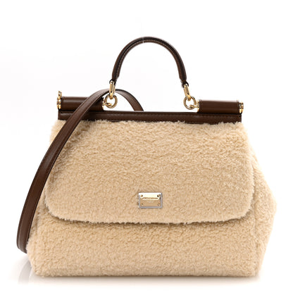 Dolce & Gabbana Faux Fur Vitello Medium Miss Sicily Satchel Caffe Latte Marrone 1 of 9