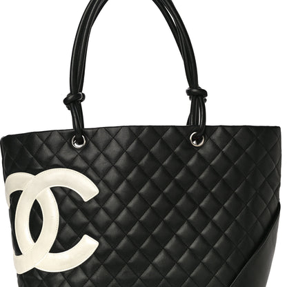 Chanel Calfskin Quilted Large Cambon Tote Black White 8 of 14