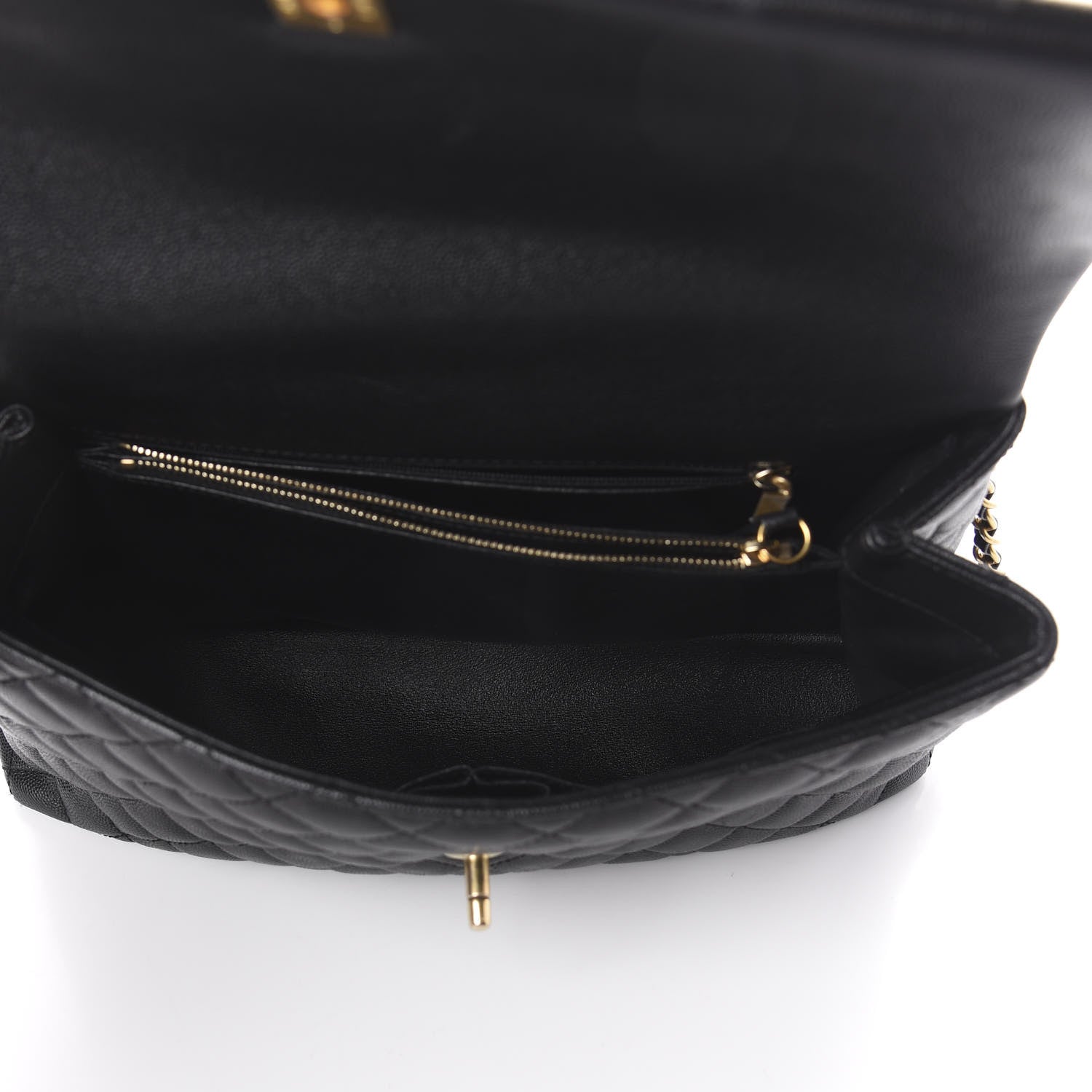 Chanel Caviar Lizard Quilted Medium Coco Handle Flap Black 4 of 8