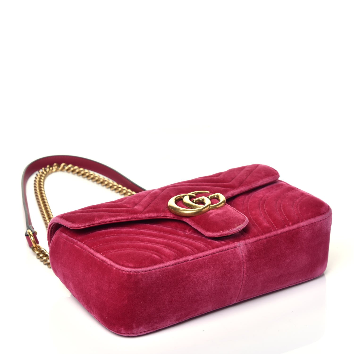 Gucci Velvet Matelasse Small GG Marmont Shoulder Bag Light Raspberry Rose 4 of 9