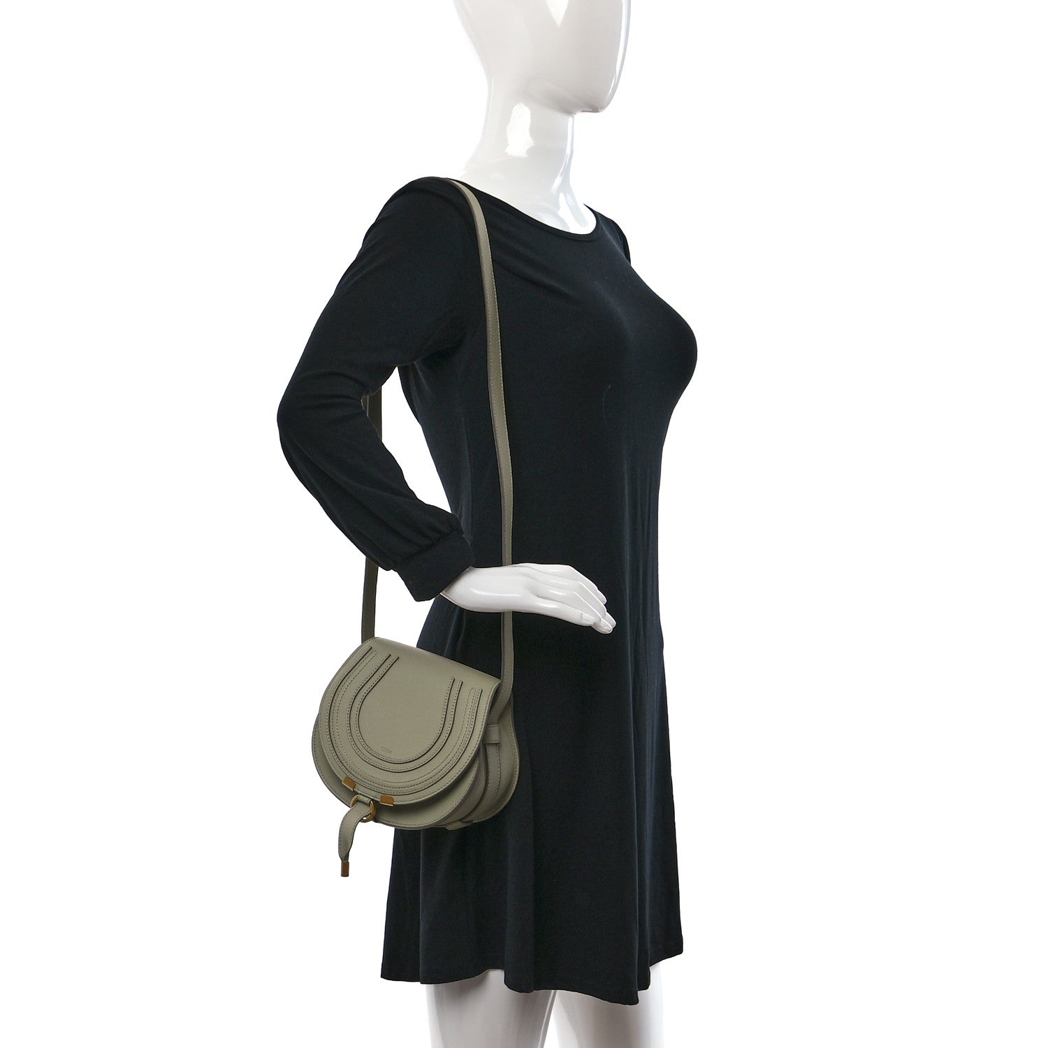 Chloe Grained Calfskin Small Marcie Saddle Bag Faded Green 2 of 8