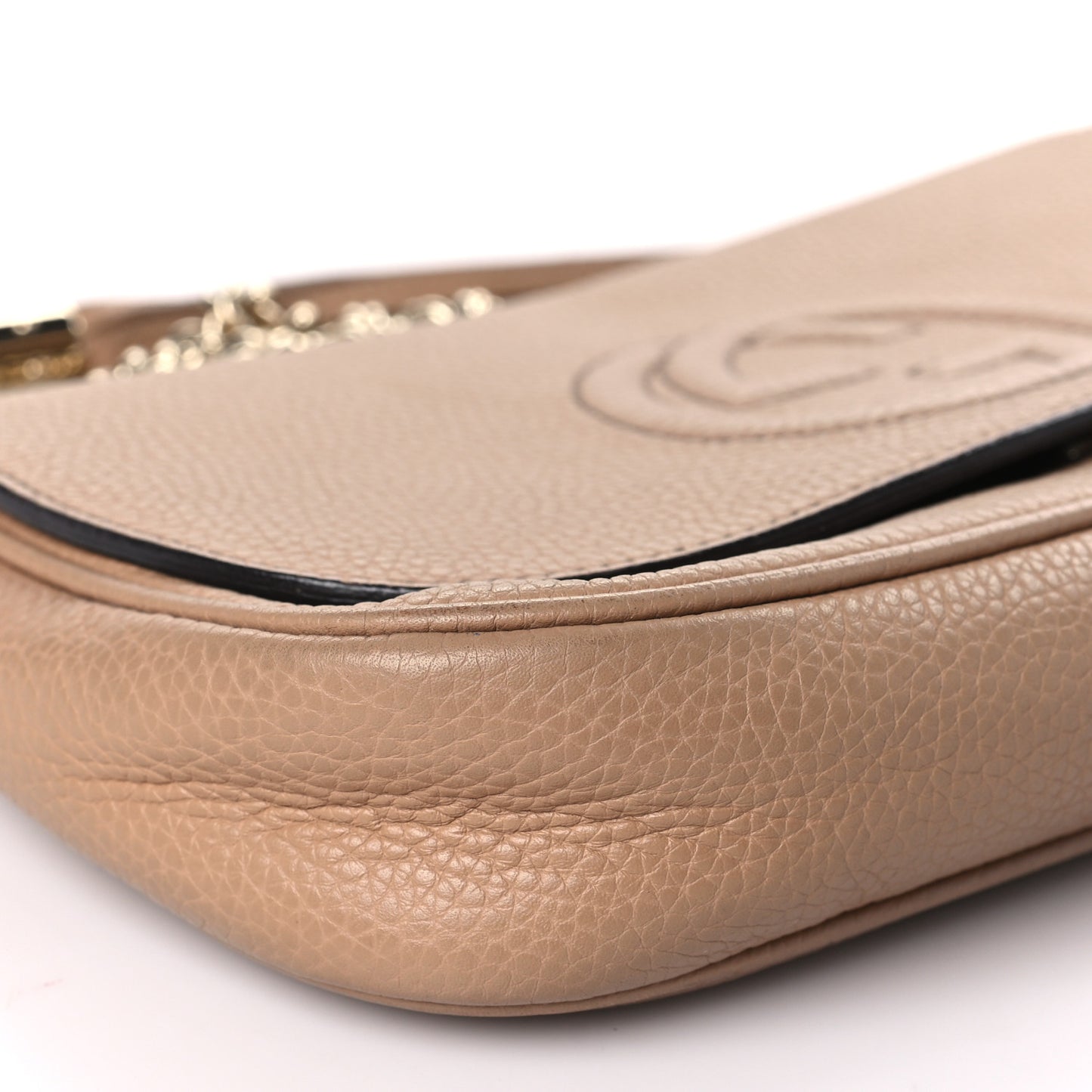 Pebbled Calfskin Medium Soho Flap Crossbody Camelia