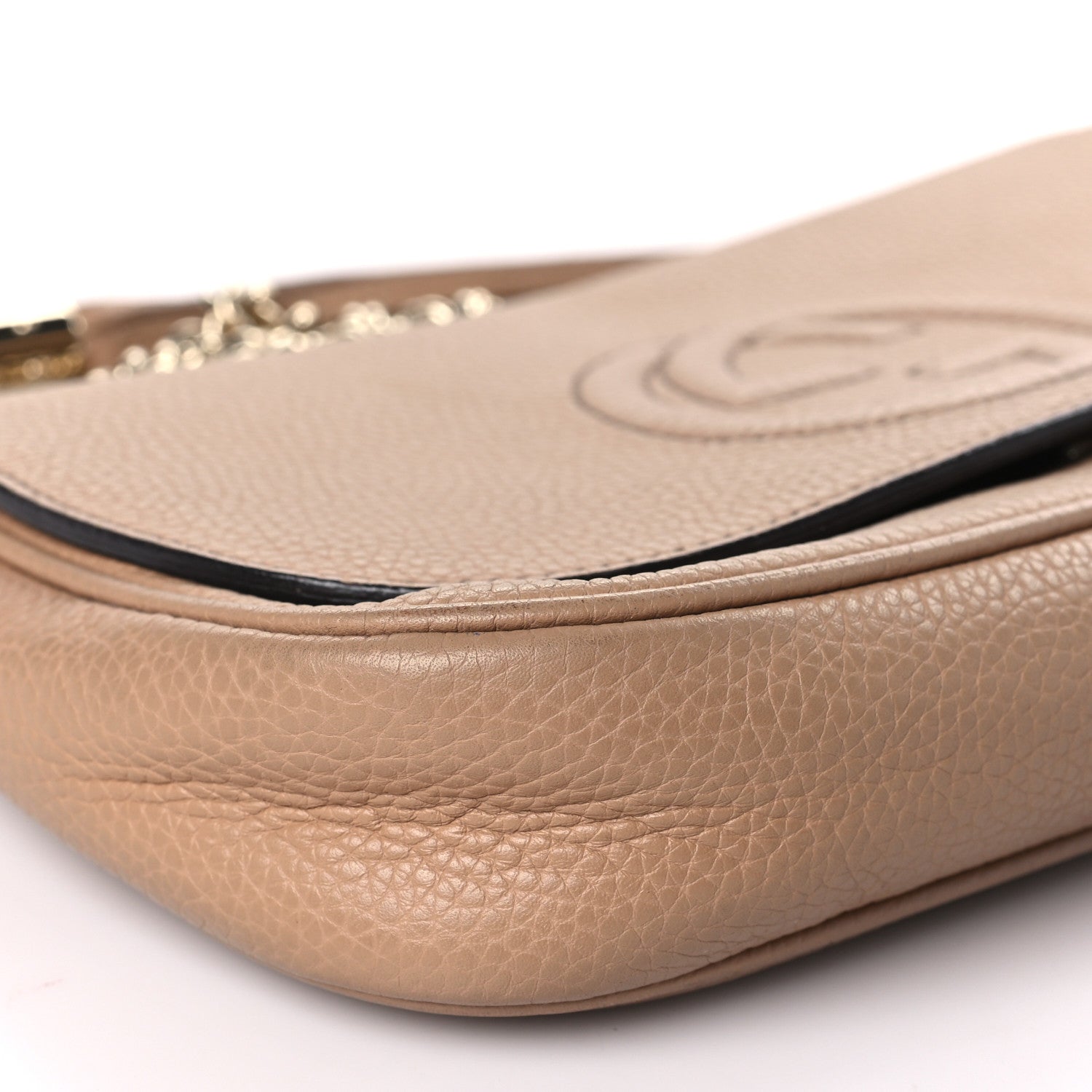 Gucci Pebbled Calfskin Medium Soho Flap Crossbody Camelia 8 of 12