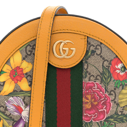 Gucci GG Supreme Monogram Flora Web Mini Ophidia Round Shoulder Bag Beige Multicolor Crop 9 of 14