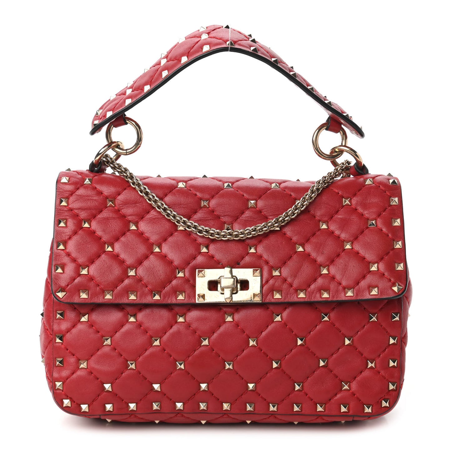 Nappa Medium Rockstud Spike Shoulder Bag Rosso Valentino