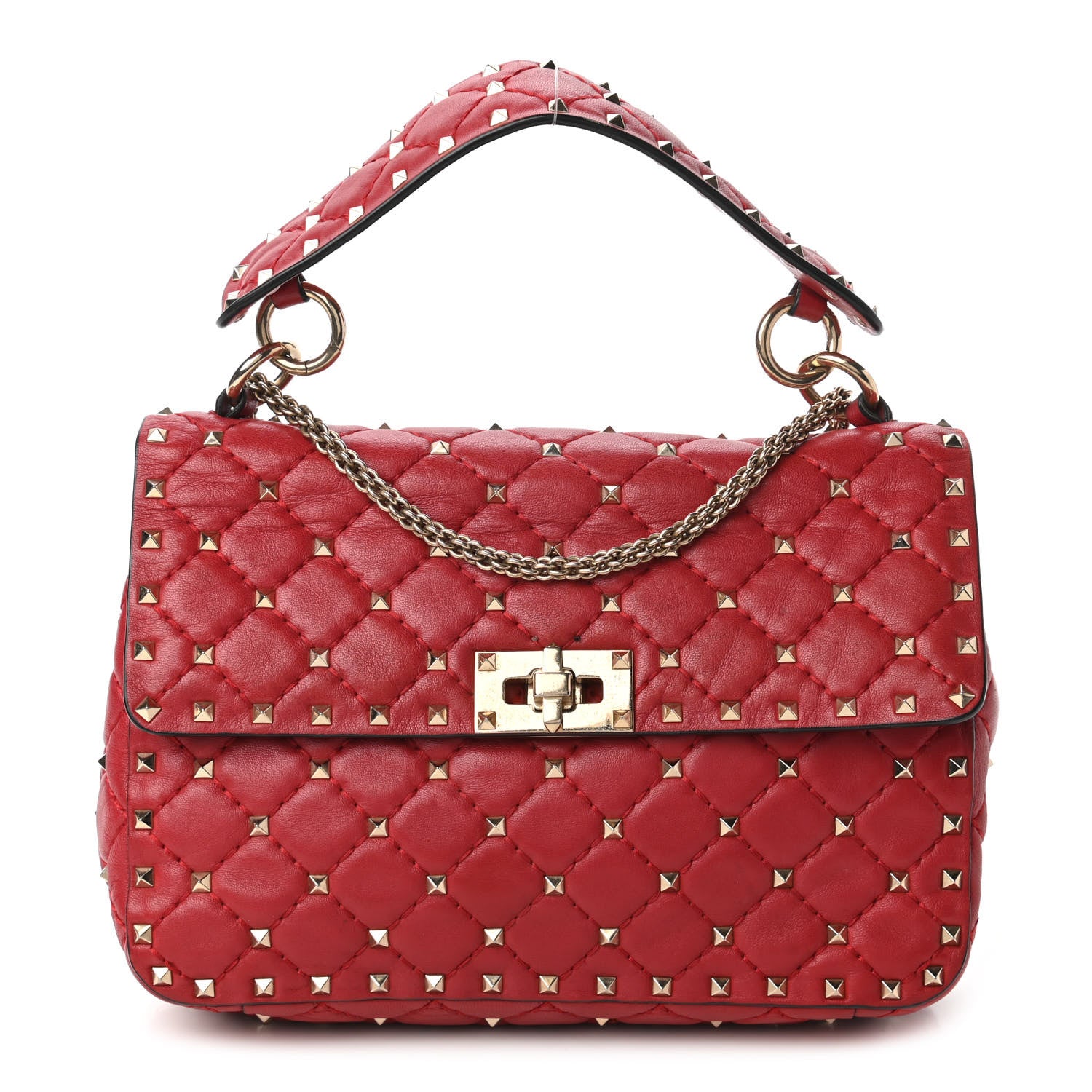 Valentino Garavani Nappa Medium Rockstud Spike Shoulder Bag Rosso Valentino 1 of 13