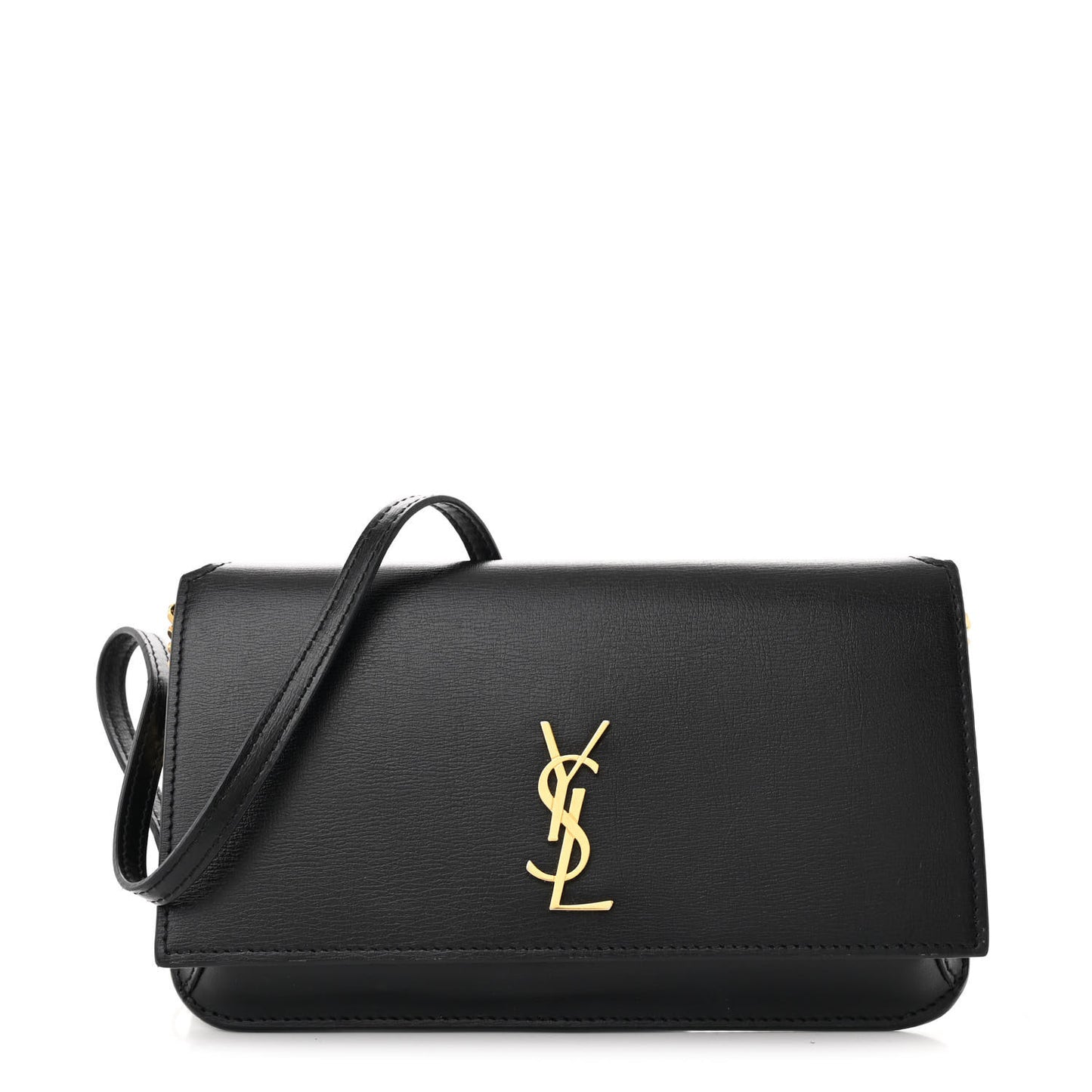 Grained Calfskin Monogram Phone Holder Crossbody Black
