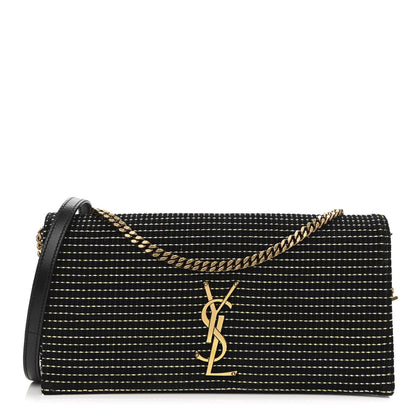 Saint Laurent Suede Contrast Stitching Monogram Kate 99 Black 1 of 15